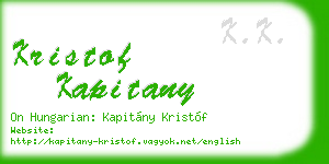 kristof kapitany business card
