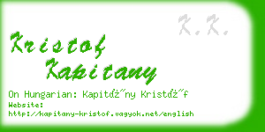 kristof kapitany business card